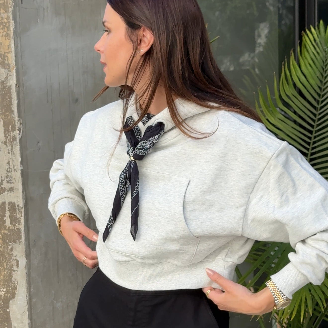 Le Cropped Gris - Grey Cropped Hoodie